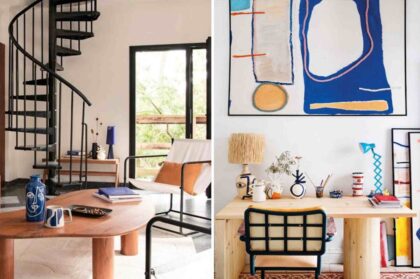 Sélection de cadeaux déco bohème pour la maison : panier en rotin, coussin en lin lavé et cache-pot en terre cuite