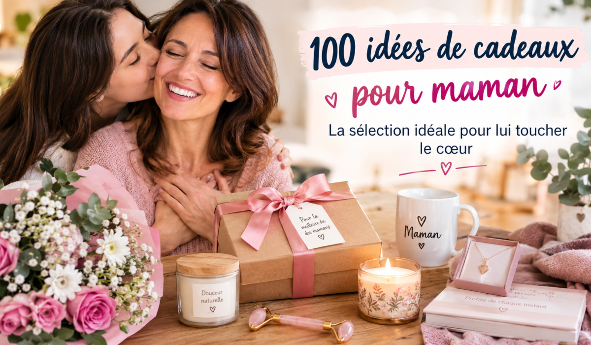 Sélection de cadeaux déco pour la fête des mères avec contenants en métal, caisses en bois et objets de rangement