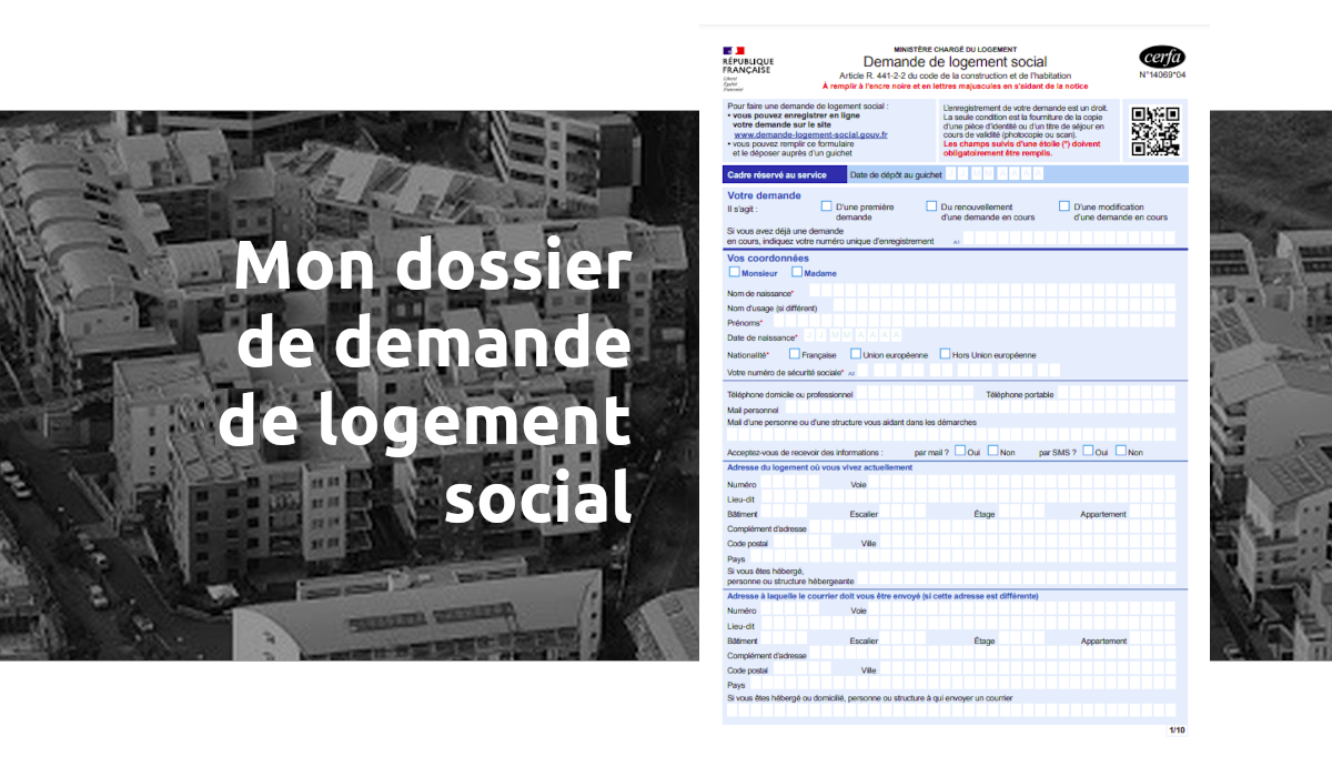 Formulaire de demande de logement social rempli en ligne sur un ordinateur portable