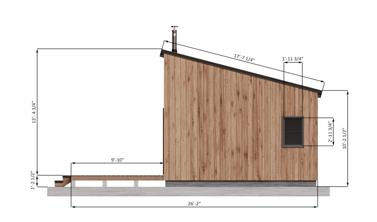 Tiny tiny house en bois installée dans un environnement naturel